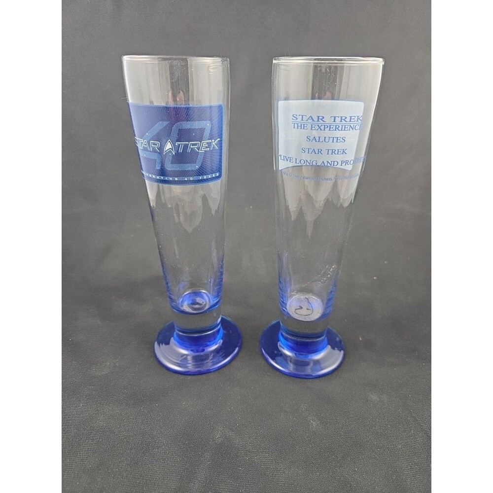 2006 Star Trek The Experience Live Long And Prosper Pilsner Beer Glasses 40 Year